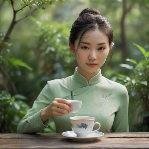清香新茶在杯中绽放