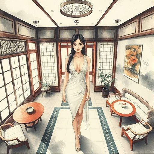 茶室温馨一角，木质桌椅与茶具相得益彰