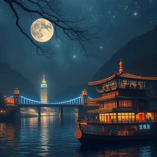 广州塔在夜色中熠熠生辉