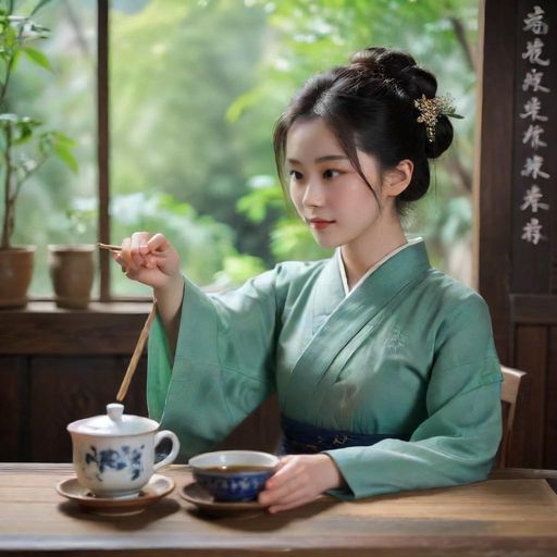 精致的茶具摆放，散发悠然氛围