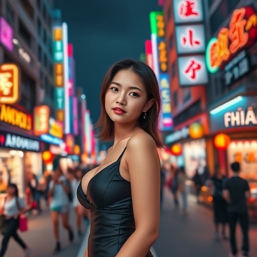 广州夜晚街头灯光璀璨