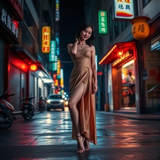 广州夜色下的老街巷，充满神秘感