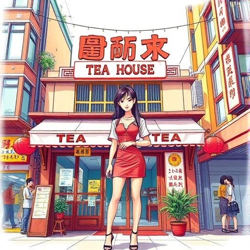 茶肆门前的街头风情