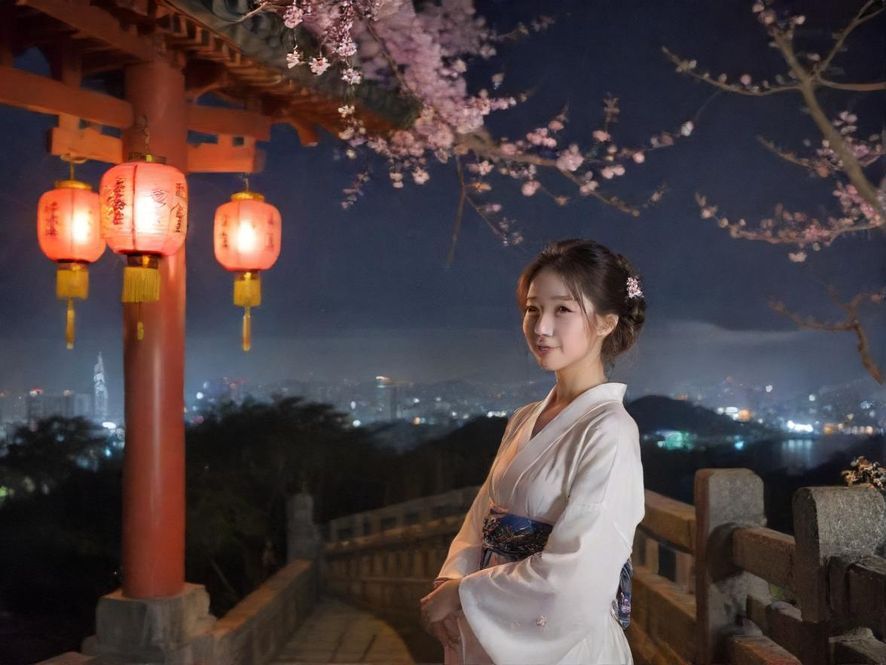 都市夜景，霓虹闪烁，远处高楼林立，近处是繁华的娱乐场所，展现出都市夜生活的魅力。