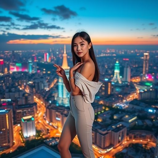 广州城市夜景鸟瞰
