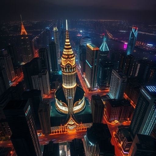 江门城市夜景，灯火辉煌，充满活力。