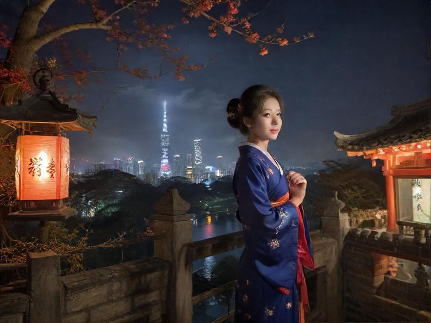 广州夜色下的都市景象
