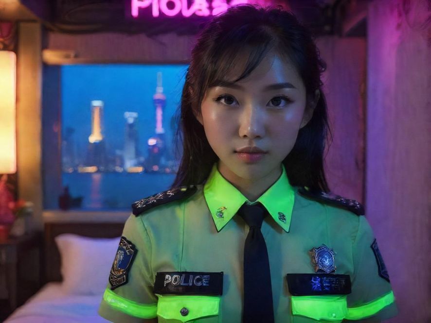广州夜蒲美女在霓虹灯下尽情舞动
