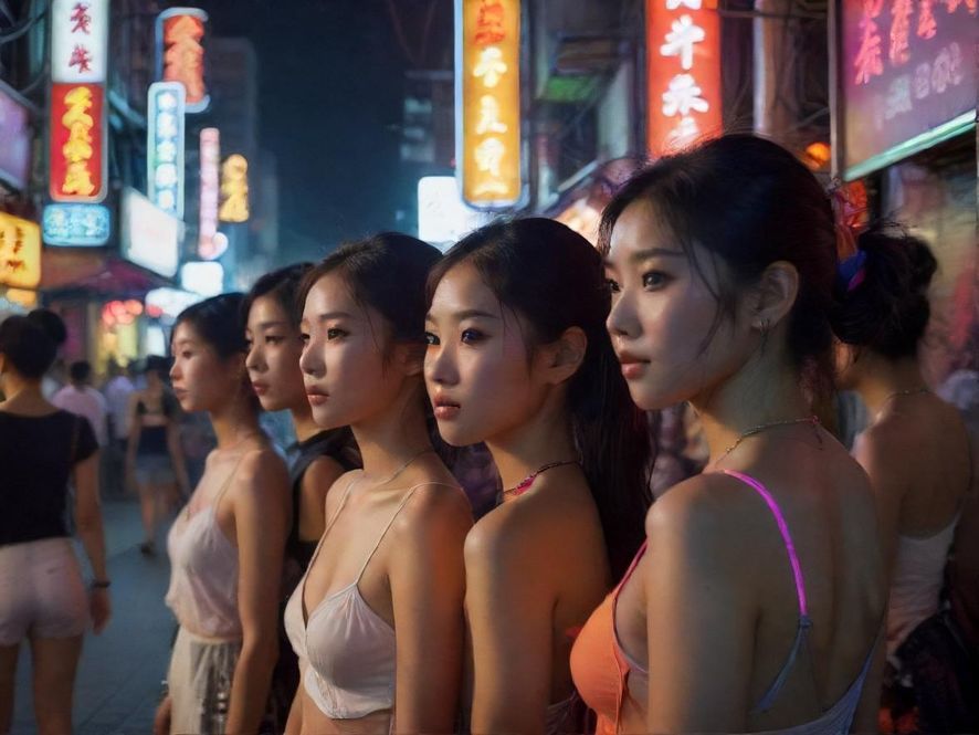 广州夜市街头夜生活场景