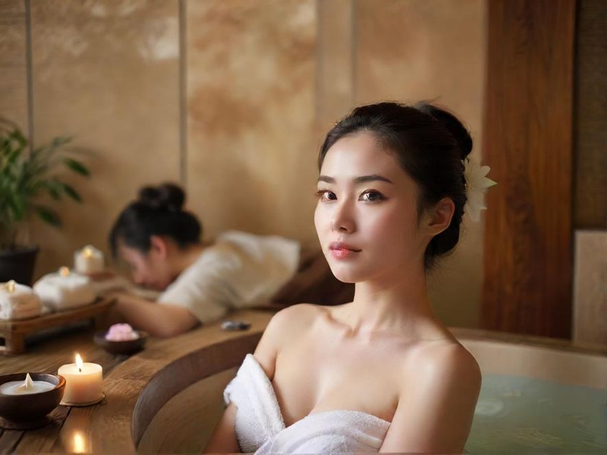 水疗技师正在进行面部按摩