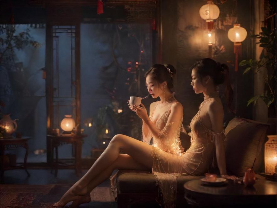 一品香品茶夜场私密包厢氛围