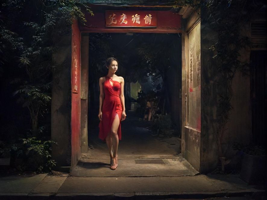 广州夜色下寻找休闲场所的入口