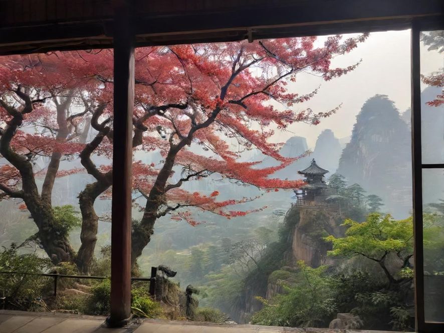 桑拿房内景，蒸汽缭绕，营造出极致的放松氛围