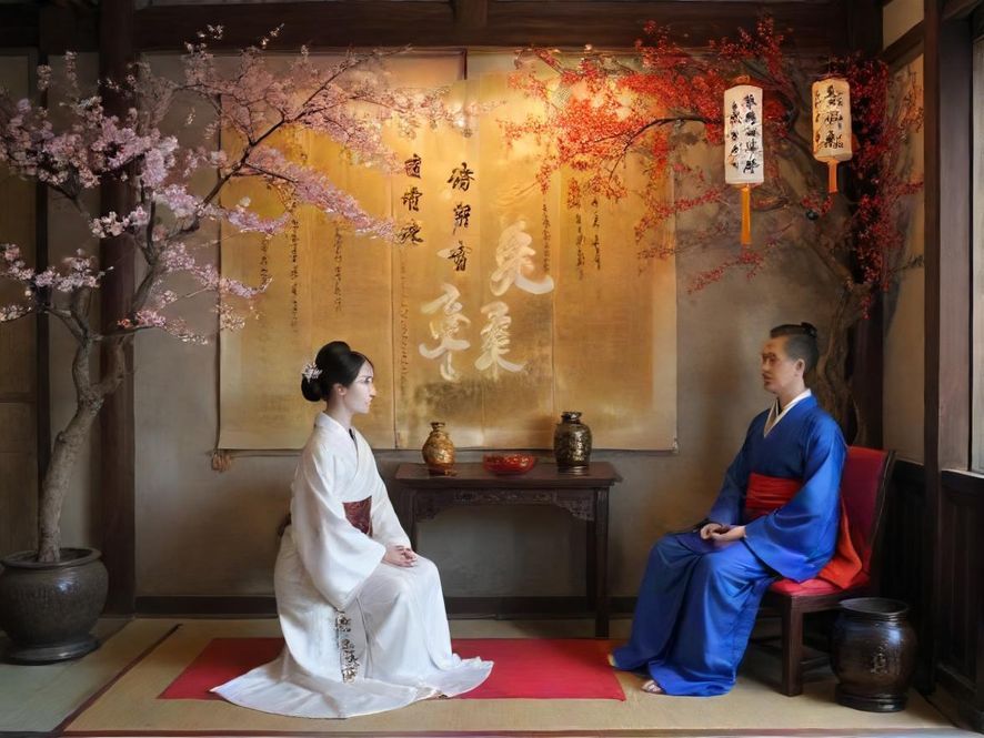 专业按摩师双手轻柔按摩顾客背部,营造放松氛围