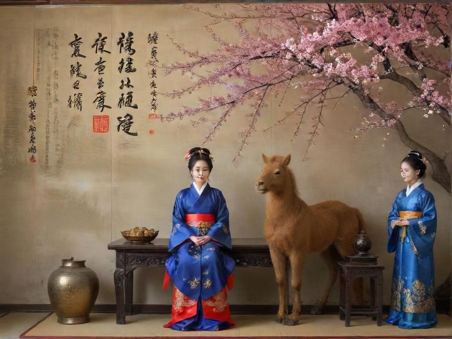 一对年轻情侣在充满艺术气息的咖啡馆里，享受着温馨的下午茶时光。